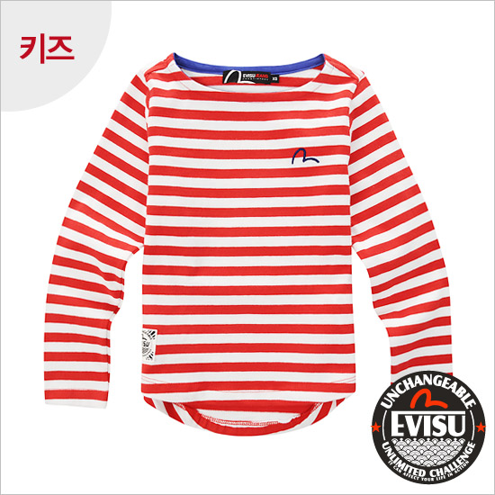 [EVISU] Children_ Lettering Stripe Boat Neck T-shirt_EKN1RT305_RE