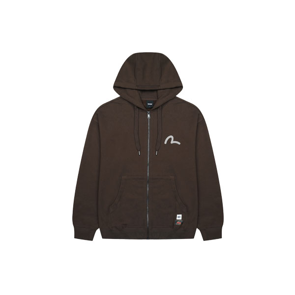 Round Neck Cut Big Hills Loose Fit Hood Zip-Up_EW3UZT702_BR