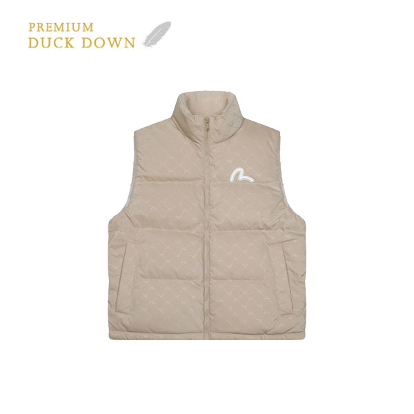 Monogram Regular Fit Boa Color Combination Highneck Down Vest_EW4MVT901_BE