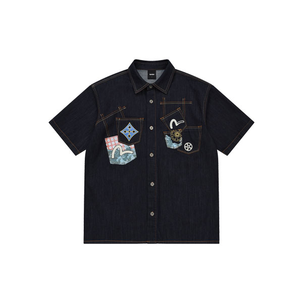 Multi-Pocket Short-Sleeve Low Denim Shirt_EY1MSH701_ID
