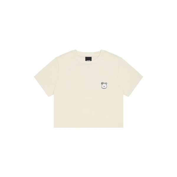 Bubble Lettering Bear Short-sleeve Crop T-shirt_EY2FTS951_LE