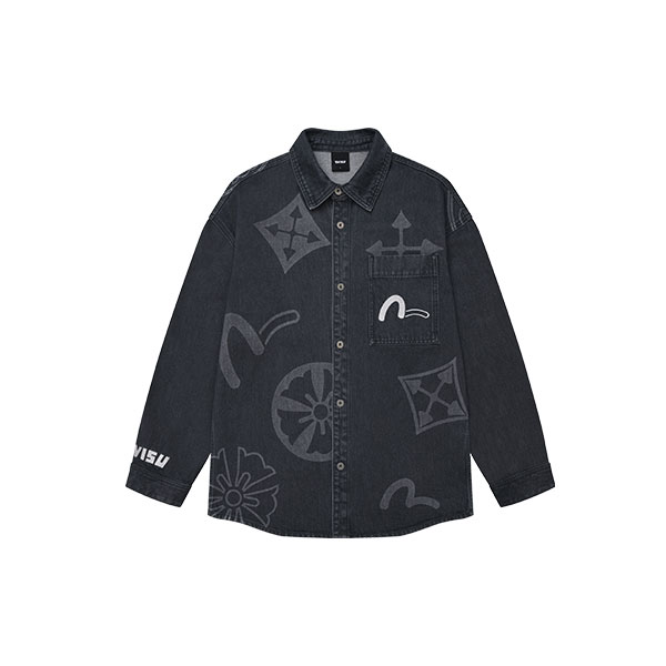 Discharge Print Monogram Overfit Denim ShirtEY5MSH911_BK